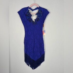 Susan Roselli for Vijack Vintage blue sequined and beaded Dress Size 7-8 NWT